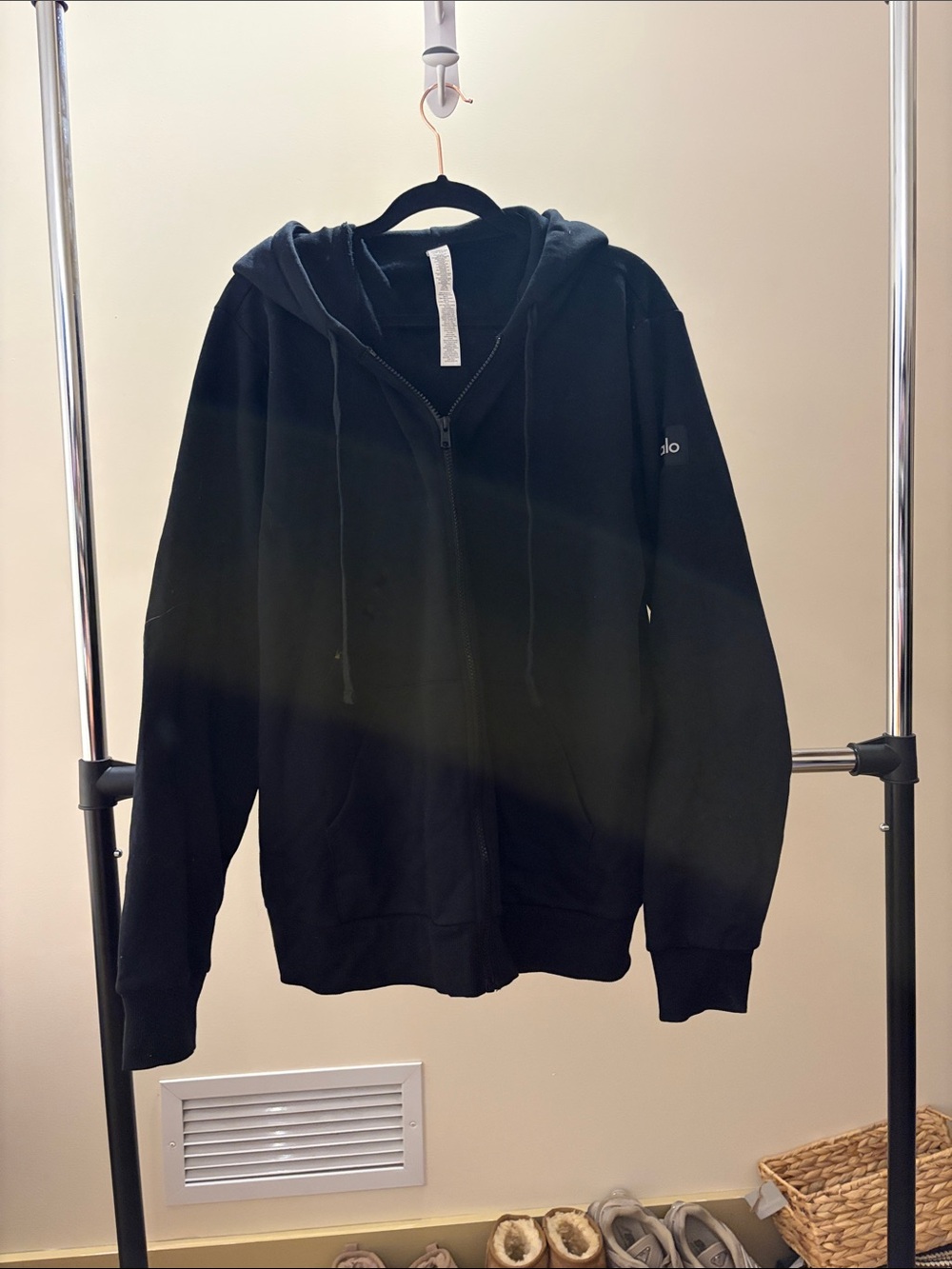 ALO Yoga Black Full-Zip Hooded Jacket